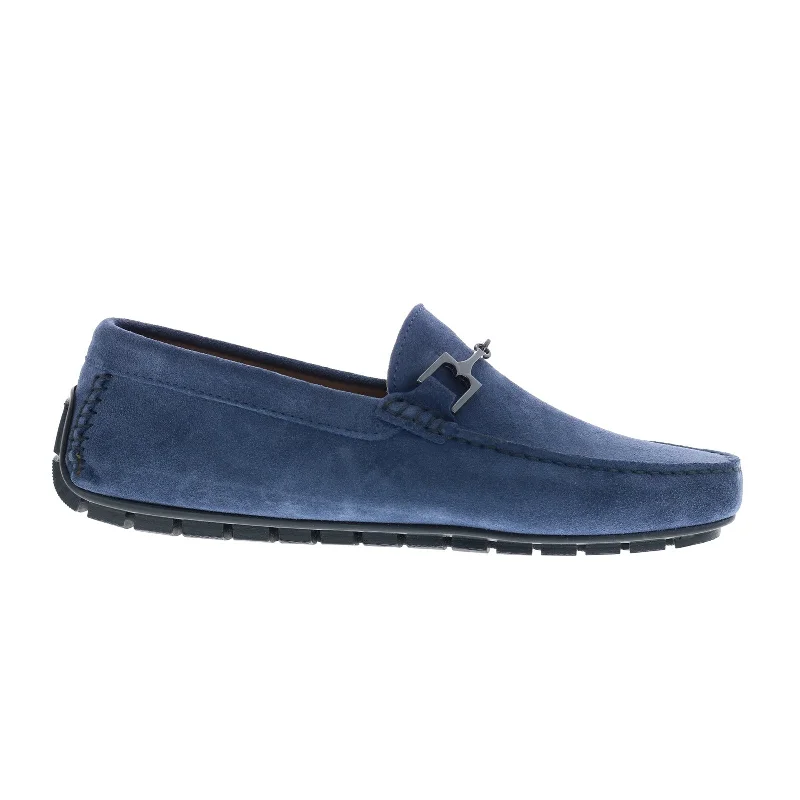 Bruno Magli Xander BM3XANK1 Mens Blue Suede Loafers & Slip Ons Moccasin Shoes