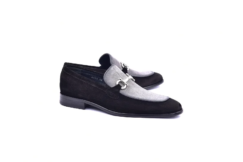 Corrente 6376 Suade Bit Buckle loafer - Black