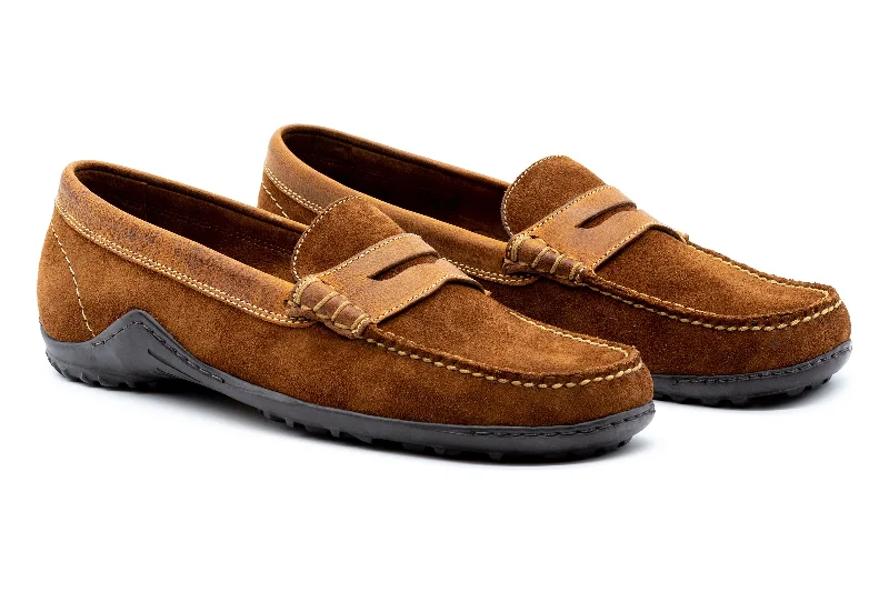 Bill Safari Kudu Suede Penny Loafers - Tobacco