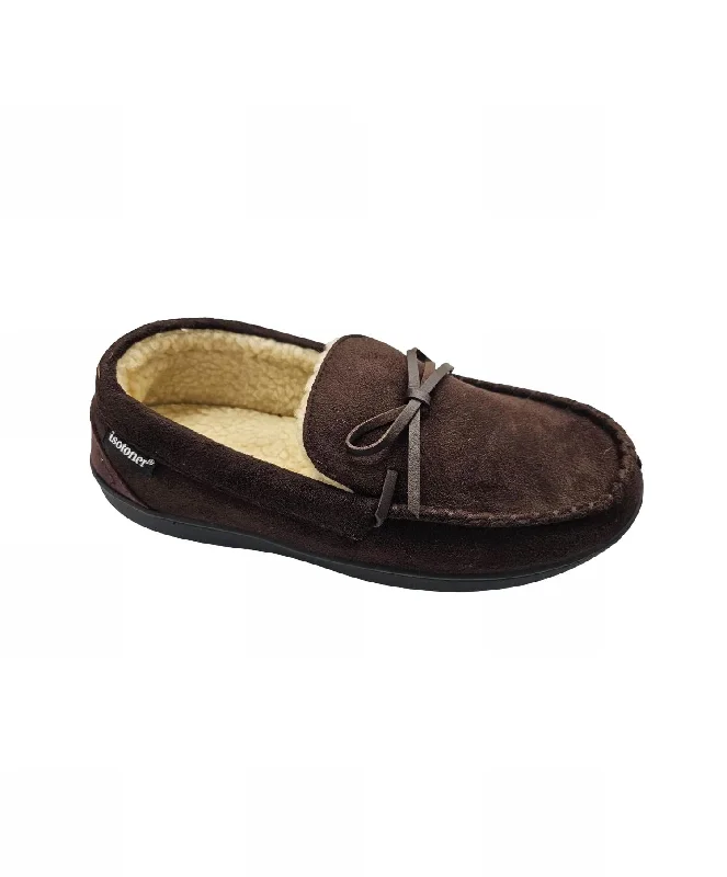 Men's Microsuede Nigel Moccasin Slipper In Dark Chocolate