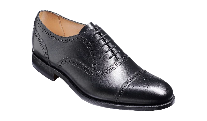 Barker Mirfield Oxford Semi Brogue Shoe -Black Calf