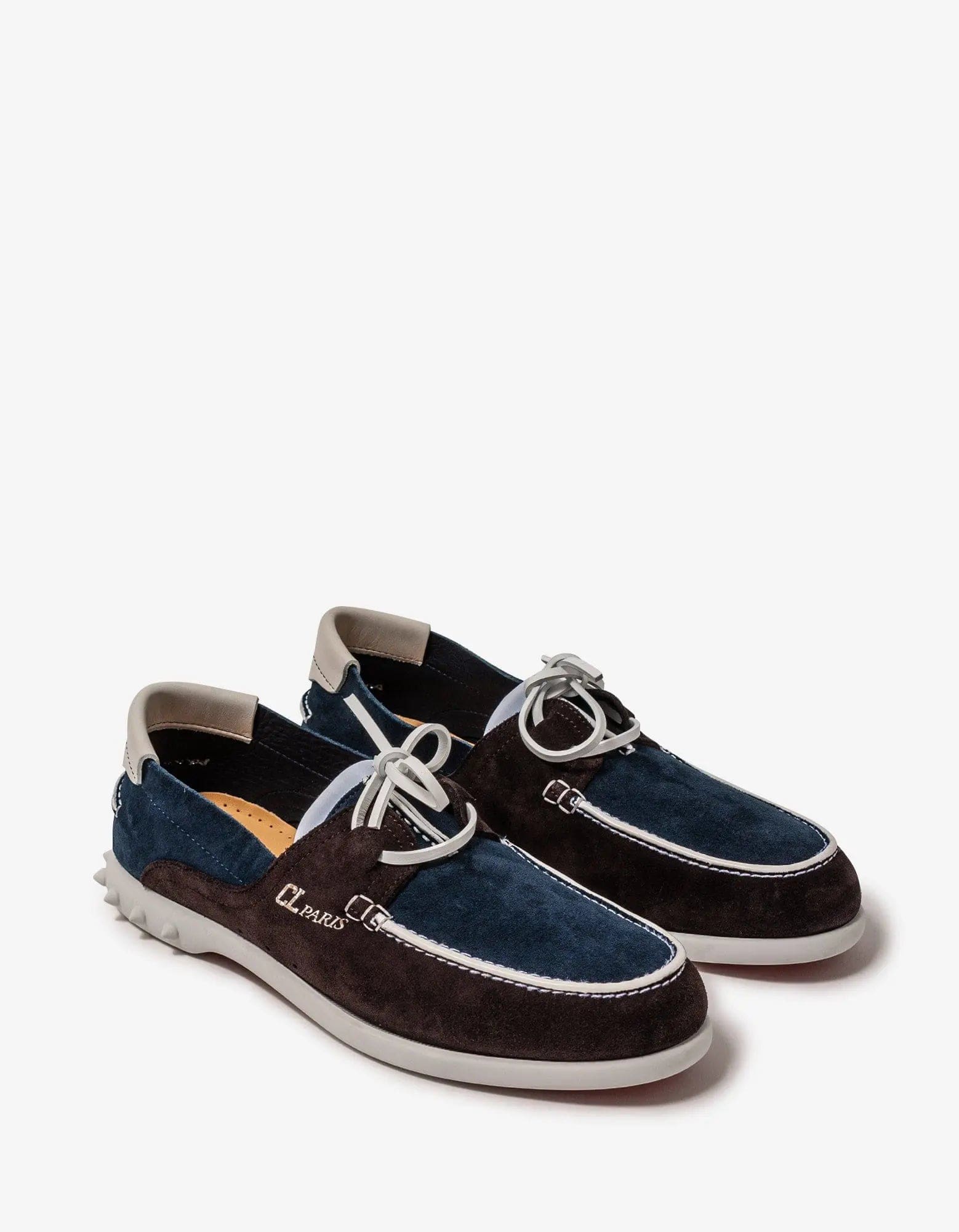 Christian Louboutin Geromoc Navy & Brown Suede Leather Loafers