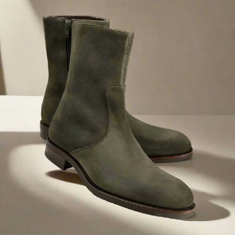 Kingston Lush Green Suede Zip Boot