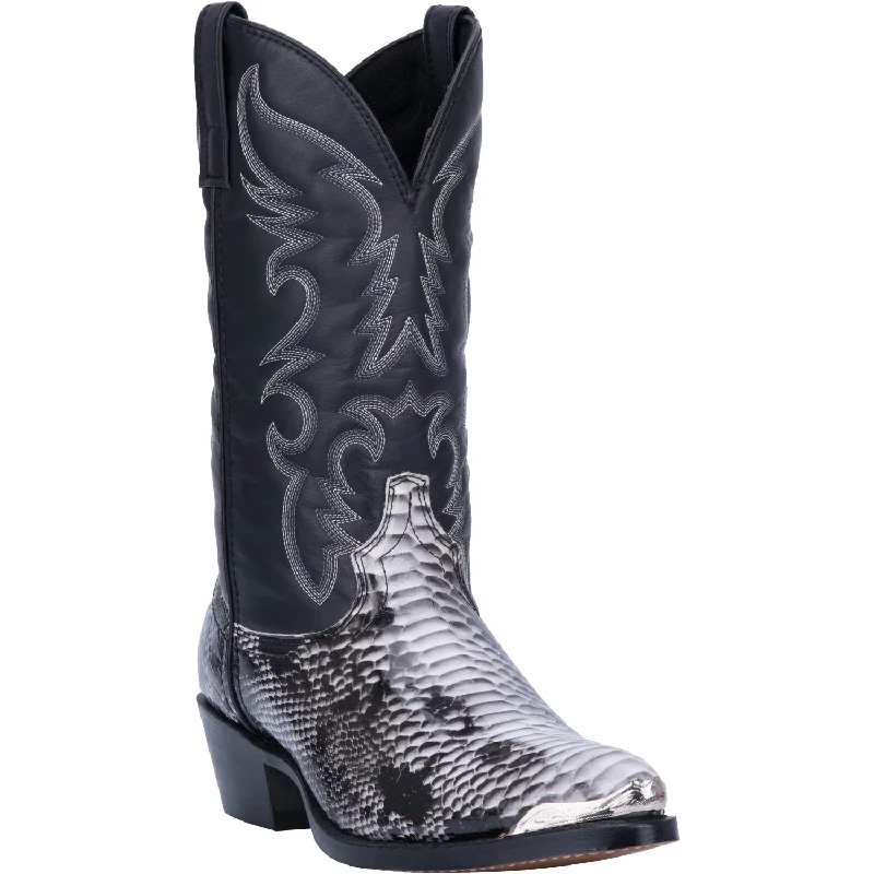 Laredo Mens Monty Cowboy Boots Faux Leather Black/White