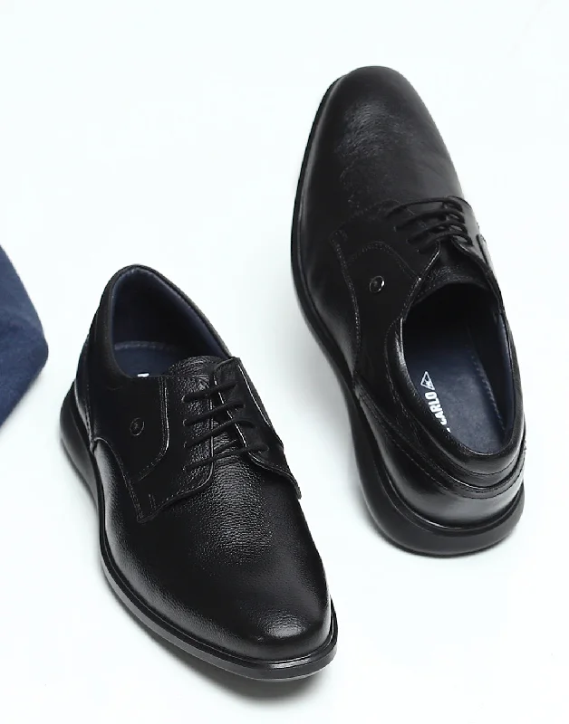 Men Black Lace Up Genuine Leather Formal Derby