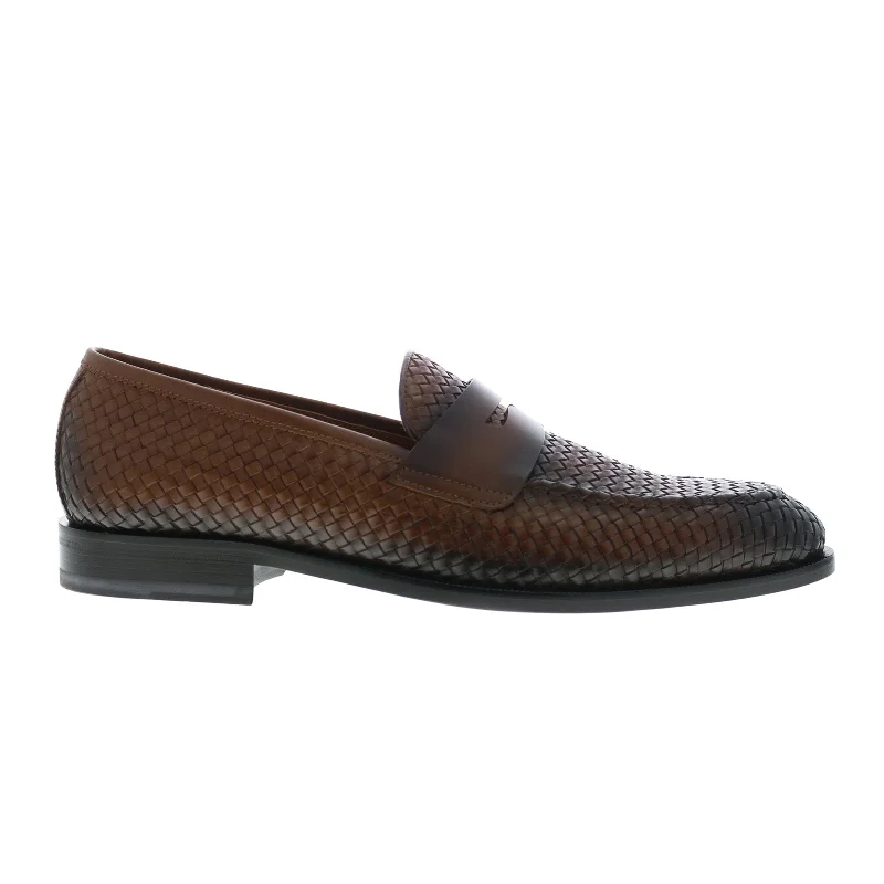 Bruno Magli Vesini Woven BM3VESC8W Mens Brown Loafers & Slip Ons Penny Shoes