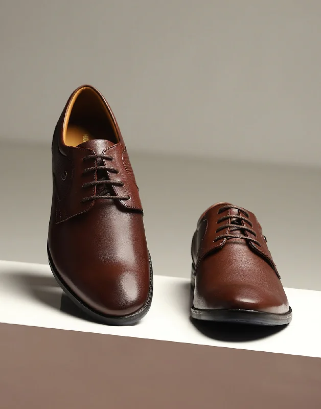 Men Brown Lace Up Genuine Leather Formal Derby