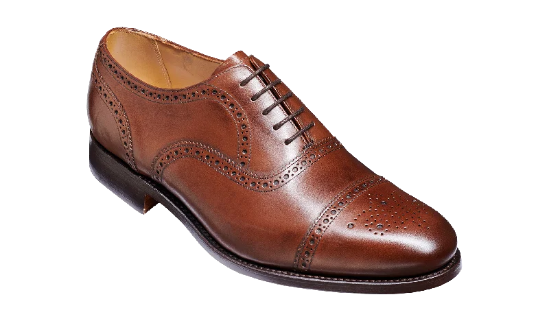 Barker Mirfield Oxford Semi Brogue Shoe - Dark Walnut Calf