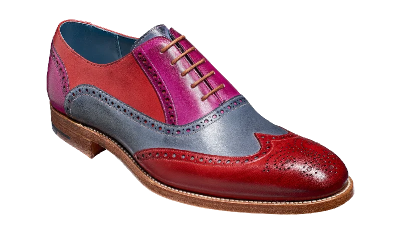 Barker Valiant Full Brogue Oxford Shoe - Red / Grey / Purple Hand Painted