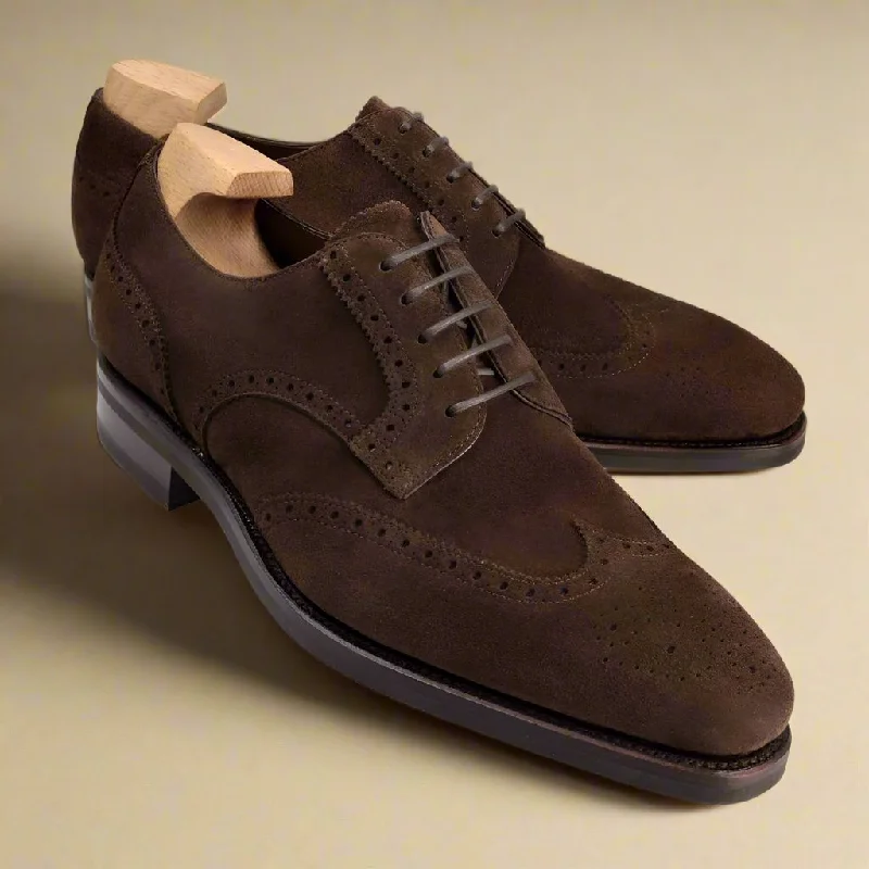 Martin Dark Brown Suede Wingtip Derby