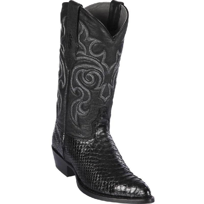 Black Python J-Toe Western Boots