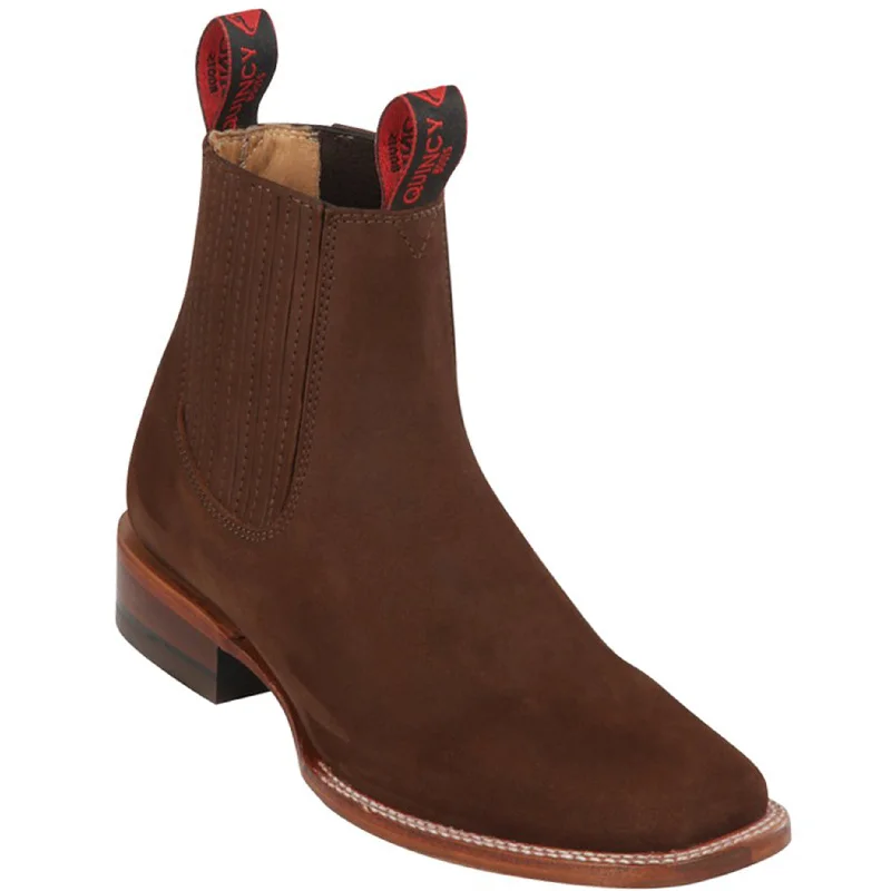 Mens Brown Square Toe Ankle Boots