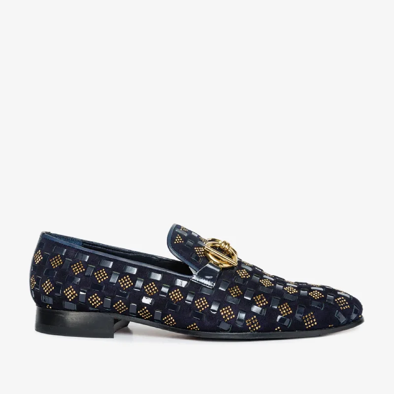 The Vicino Shoe Navy Blue Bit Dress Loafer Men Shoe