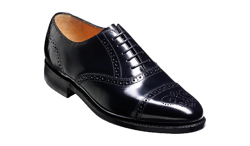 Barker Alfred Half Brogue Shoe - Hi Shine Black