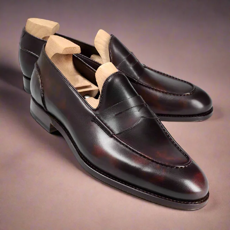 Luke Burgundy Black Patina Penny Loafer