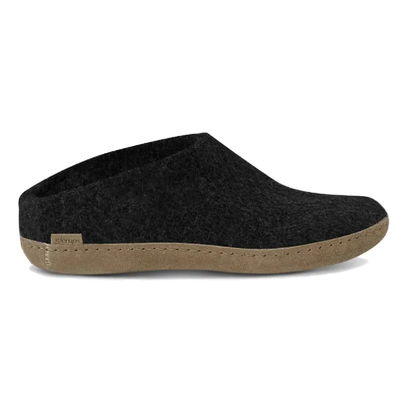 Glerups Men's Model B Slipper with Leather Sole Charcoal