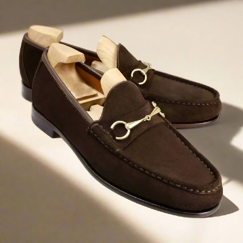 Arlo Dark Brown Suede Horsebit Loafer