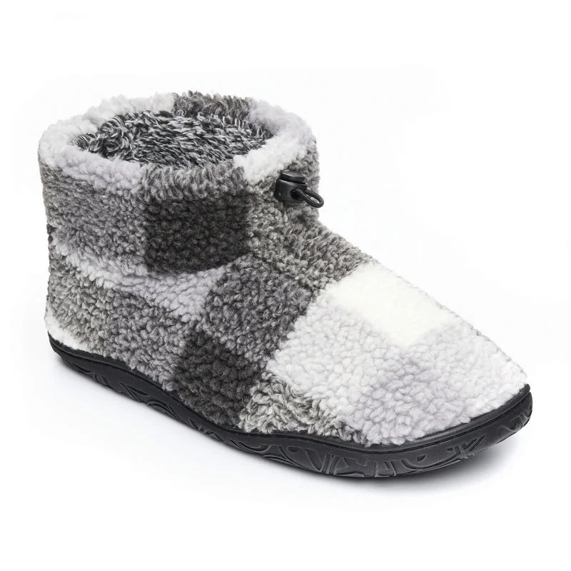 Neeson - Shorter Length Check Sherpa Slipper Boot - Grey Check