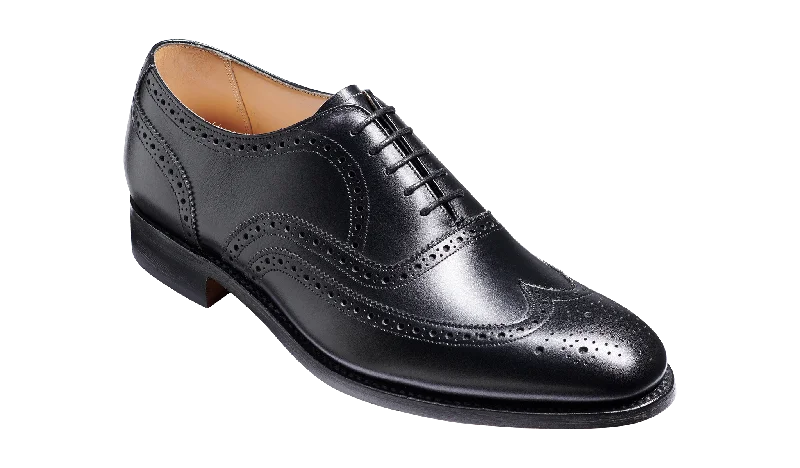 Barker Malton Full Wing Brogue Shoe -Black Calf