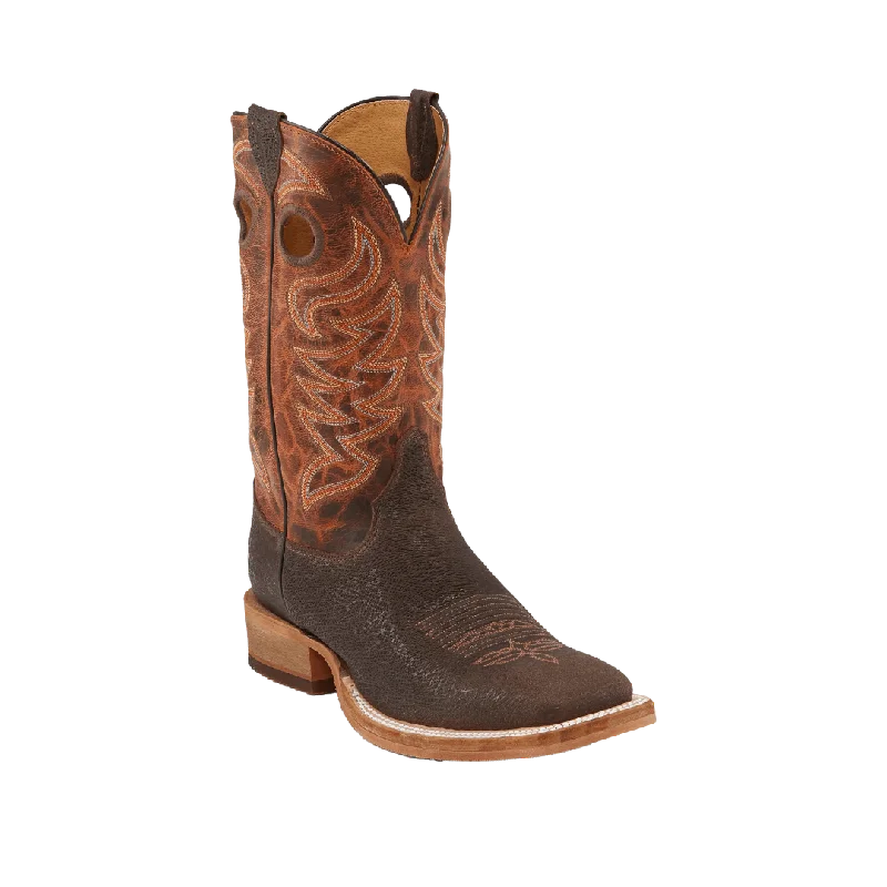 Justin Men’s Bent Rail Caddo Brown Stone Square Toe Western Boots