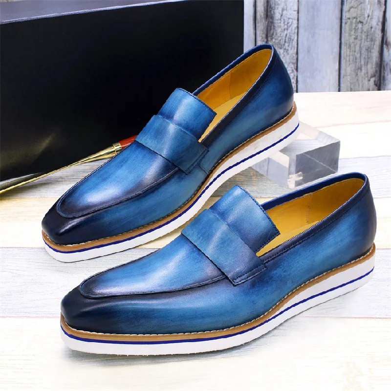 Men Casual Leather Flat Retro Loafers