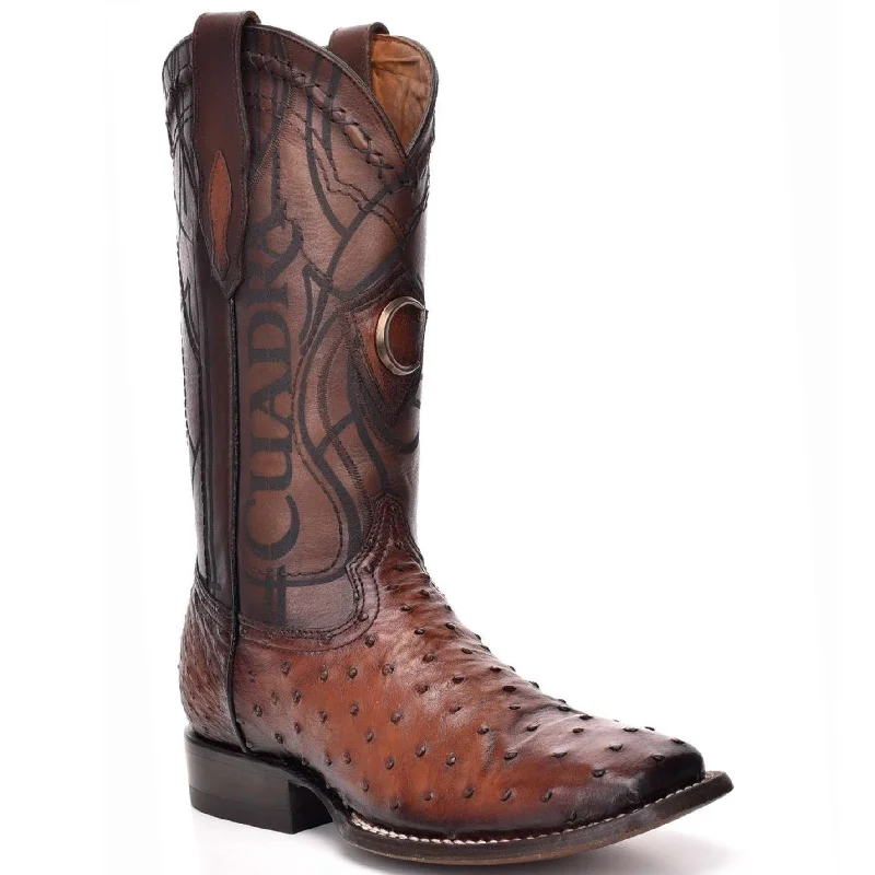 Square Toe Ostrich Boots - Moroni Castaño