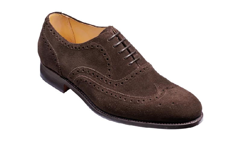 Barker Malton Full Wing Brogue Shoe- Burnt Oak Suede