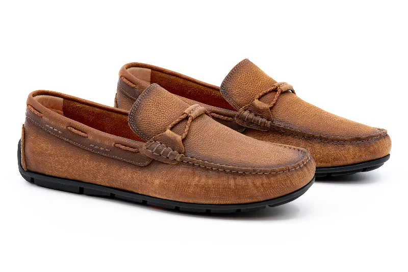 Bermuda Pebble Grain Braided Bit Loafers - Old Saddle