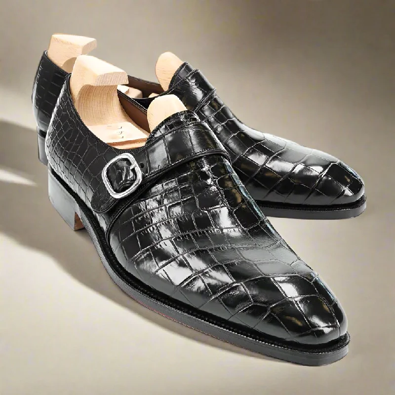 Arlo Black Alligator Monkstrap