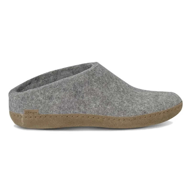 Glerups Men's Model B Slipper with Leather Sole Light Grey