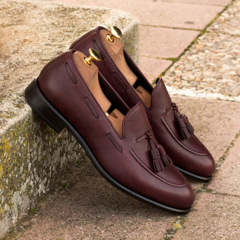 Ryan Burgundy Pebble Grain Tassel Loafer