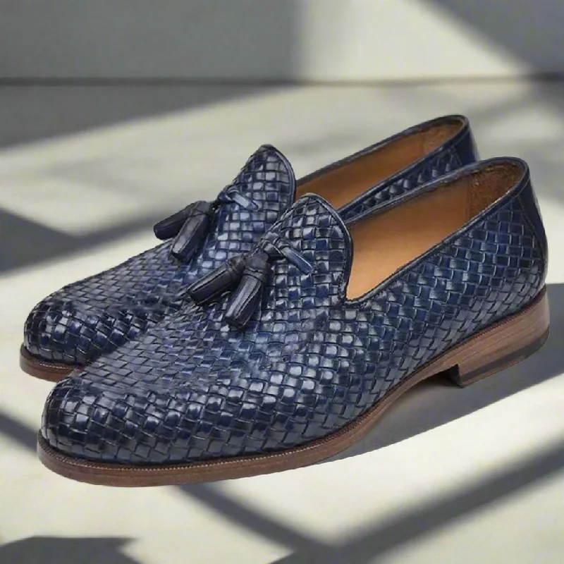 Frederick Navy Blue Braided Tassel Loafer