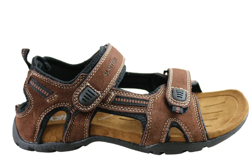 Slatters Broome II Mens Comfort Leather Sandals With Adjustable Straps